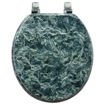 Trimmer Faux Marble Design Toilet Seat, Green Marble