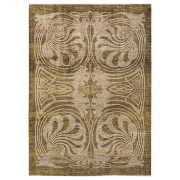 Eclectic, One-of-a-Kind Hand-Knotted Area Rug Green, 8'10"x12'5"
