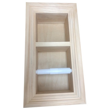 Bayshore Recessed Solid Wood Double Toilet Paper Holder 7 x 14.5 Unfinished