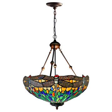 Dale Tiffany TH21070 Anacapa Dragonfly Inverted, 3 Light Chandelier-30 In
