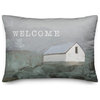 Welcome White Barn in Fog 14x20 Spun Poly Pillow