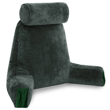 Medium Husband Pillow Dark Green Reading Pillow Removable Neck Roll and Cover