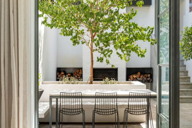 Inspiration for a small contemporary courtyard full sun garden in Sydney with natural stone pavers.