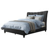 Rosewell Dark Gray Fabric Full/Double Bed with Vertical Channel-Tufted Headboard