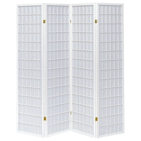 Coaster Modern Wood Four Panels Folding Room Divider in White
