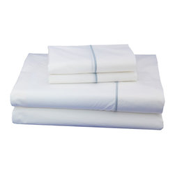 Thread Experiment - Light Blue Embroidered Solid Sheet Set, California King - Sheet And Pillowcase Sets