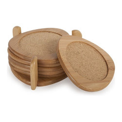 7 Piece Modern Bamboo Coaster Set - Coasters
