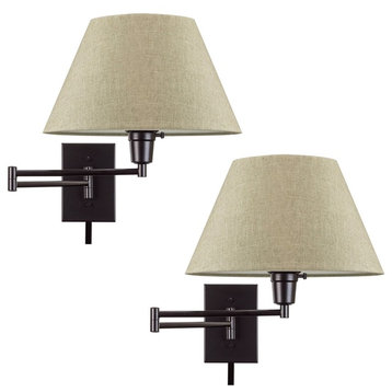 Kira Home Cambridge 15" Swing Arm Wall Lamp - Plug In/Wall Mount, Latte Mocha