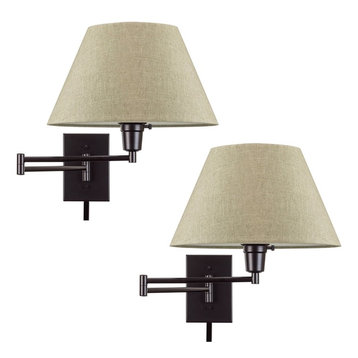 Kira Home Cambridge 14.5" Swing Arm Wall Lamp - Plug In/Wall Mount, Latte Mocha