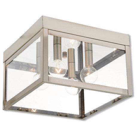 Nyack 4 Light Outdoor Ceiling Light, Brushed Nickel