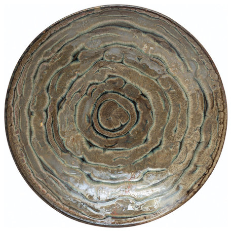 Decorative Stoneware Platter, Reactive Glaze