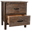 Modern Distressed Walnut Nightstand with Two Drawers