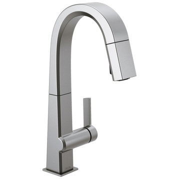 Delta Pivotal 1-Handle Pull Down Bar/Prep Faucet, Arctic Stainless, 9993-AR-DST