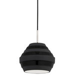 Hudson Valley Lighting - Hudson Valley Lighting 1383-PN/BK Calverton - One Light Pendant - Calverton 1 Light Pendant - Aged Brass Finish - BlCalverton One Light  Polished Nickel BlacUL: Suitable for damp locations Energy Star Qualified: n/a ADA Certified: n/a  *Number of Lights: Lamp: 1-*Wattage:75w E26 Medium Base bulb(s) *Bulb Included:No *Bulb Type:E26 Medium Base *Finish Type:Polished Nickel