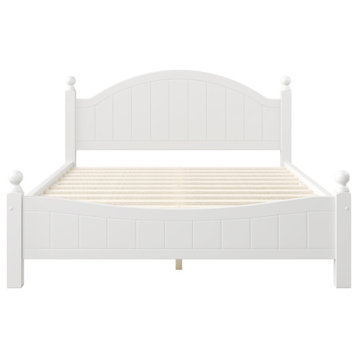 Gewnee Traditional Concise Style White Solid Wood Platform Bed in White