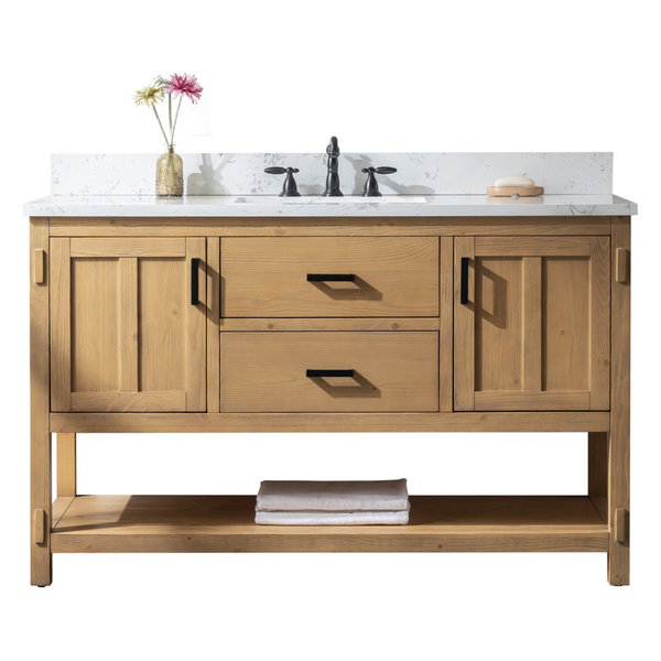 Harvey Farmhouse Bathroom Sink Vanity Light Spruce, 54