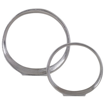Uttermost Orbits Nickel Ring Sculptures, Set of 2