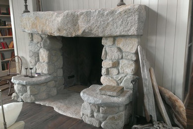 Example of a huge mountain style family room design in Seattle