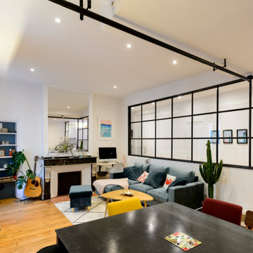 Réalisation d'une verrière acier et table en acier sur mesure