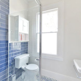 75 Beautiful Blue Bathroom With Wood Countertops Pictures Ideas Houzz