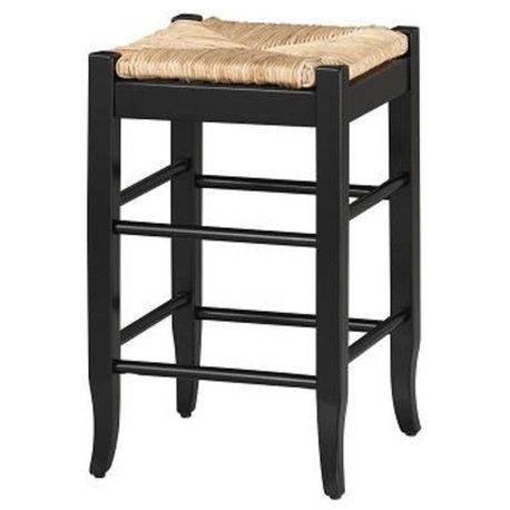 24" Square Rush Stool, Black