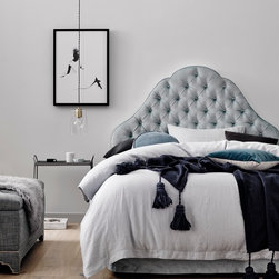 Alice bedhead in Geneva Glacier Velvet - Bedroom Furniture