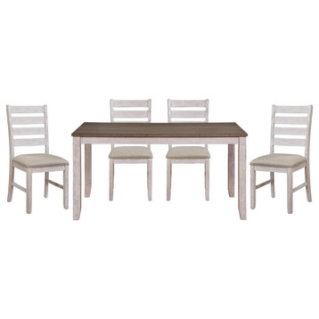 Lexicon Ithaca 5-Piece Transitional Wood Dining Set in Grayish White and Brown