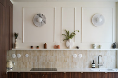 Cette image montre une cuisine design.