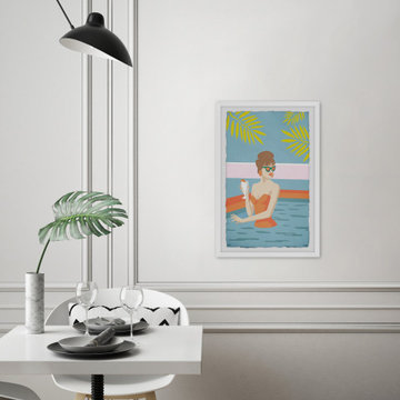 "Orange Dipping II" Framed Painting Print