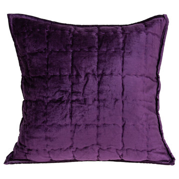 Agio Transitional Purple Solid Quilted Pillow Cover With Poly Insert