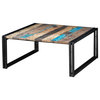 Industrial Coffee Table Made of Recycled Boat Wood and Black Metal