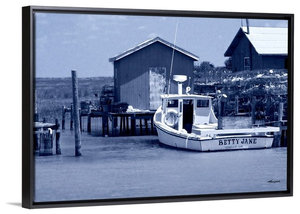 "At the Dock II" Floating Frame Canvas Art, 26"x18"x1.75"
