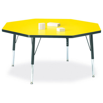 Berries Octagon Activity Table - 48" X 48", T-height - Yellow/Black/Black