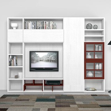 Rubino TV media unit with library by Mobilstella