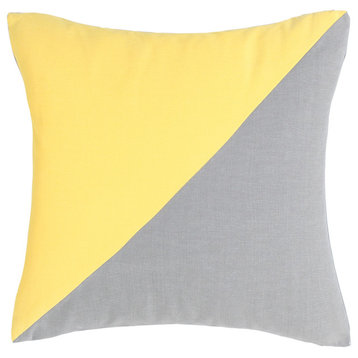 Duo Yellow and Grey Throw Pillow Cover, 20"X20"