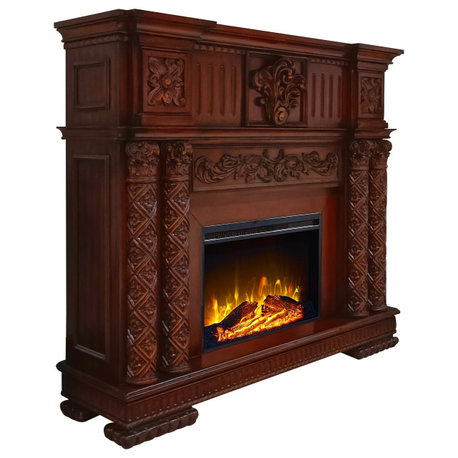 ACME Vendome Fireplace in Cherry Finish