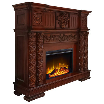 ACME Vendome Free-standing Rectangular Wooden Fireplace in Cherry