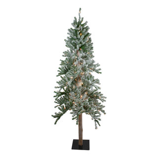 7.5' Flocked Pine Long Needle Prelit Artificial Christmas Tree