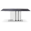 Tulare Modern Dining Table with Marble Top and Mirrored Base - Black