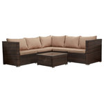 BELLEZE - Vaira 6-Piece Outdoor Conversation Set, Sectional Sofa With Table, Brown - 6 piece set feature an outdoor weatherproof sofa, chairs and table set offers you a quiet, cozy space outdoors to host a conversations, read a book, enjoy morning coffee or whatever else you should find to do outdoors