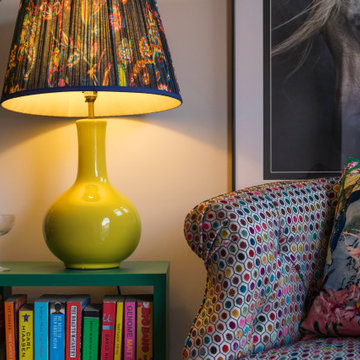 Multi Coloured Armchair and Reading Lamp