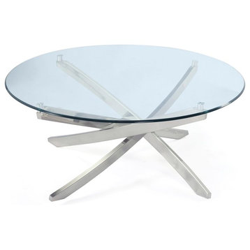 Magnussen Zila Round Cocktail Table in Brushed Nickel