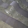 Striped Flocked Textured gray gold metallic flocking stripes velvet Wallpaper 3D