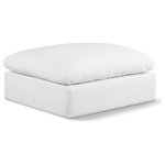 Meridian Furniture - Comfy Beige Linen Textured Fabric Modular Chair, White, Linen Textured Fabric, Ottoman - Give your space a whole new look with this white Comfy linen textured fabric ottoman. This handsome ottoman fits nicely with other items in the Comfy collection and is a versatile seating option designed for adaptability, comfort and style. Wrapped in rich white durable linen textured fabric upholstery, this ottoman offers a plush embrace of overstuffed down feather cushions, carefully crafted to deliver the highest level of comfort. The perfect seat for creating an oasis for relaxation, this ottoman has thick foam surrounding its frame for added support and coziness.