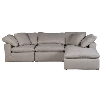 4 PC Set Livesmart Stain Resistant Feathert Filled Grey Sectional Modular Lounge
