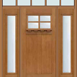 Prehung Side lights-Transom Door 80 Fiberglass Craftsman 4 Lite - Front Doors