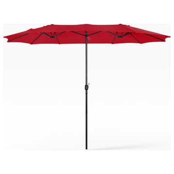 WestinTrends 9Ft Large Double Sided Twin Patio Market Table Umbrella w/Crank, Red