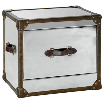 Steel and Leather Cube Side Table, Andrew Martin Howard