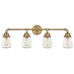 HInkley - Hinkley Fritz Large Four Light Vanity, Heritage Brass - Charming and classic, Fritz embraces a simplicity that is anything but basic. Industrial design elements are balanced with sturdy cast details and gleaming, refined finishes for a timeless silhouette.