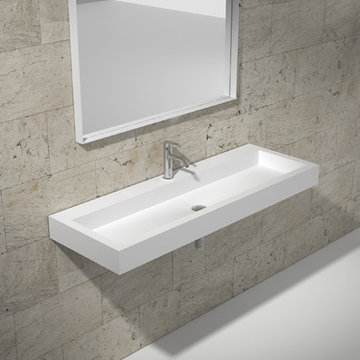 ADM Bathroom Rectangular Countertop Sink, White, 60" - DW-197 (60 x 21)